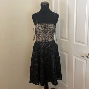 New Sue Wong Nocturne Gatsby beaded ruffle cocktail dress in Black